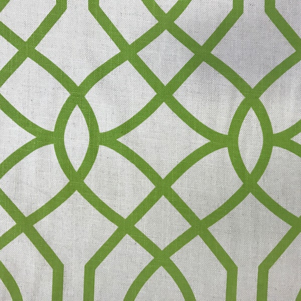 Grass Green - Oatmeal background - Geometric - Upholstery Fabric By The Yard