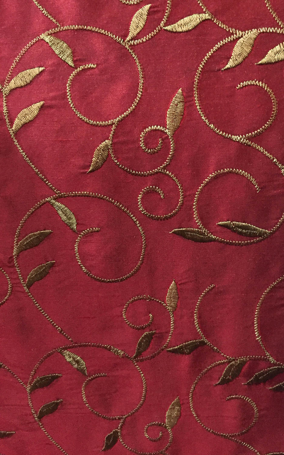 Red and Gold Silk Embroidered Fabric By The Yard Fast Etsy