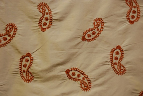 Embroidered Silk Paisley Fabric Elegant Silk Drapery Fabric Etsy