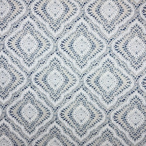 Curves Ahead Indigo Fabric - geometric - blue - tan - white - home decor - upholstery fabric - drapery fabric - fabric by the yard