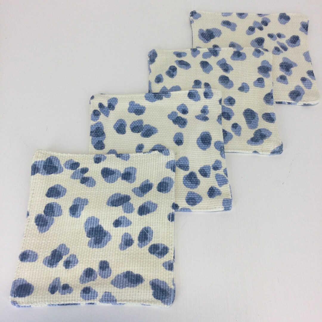 Blue Leopard Cocktail Napkins - Set of Four - Fabric Coasters ...