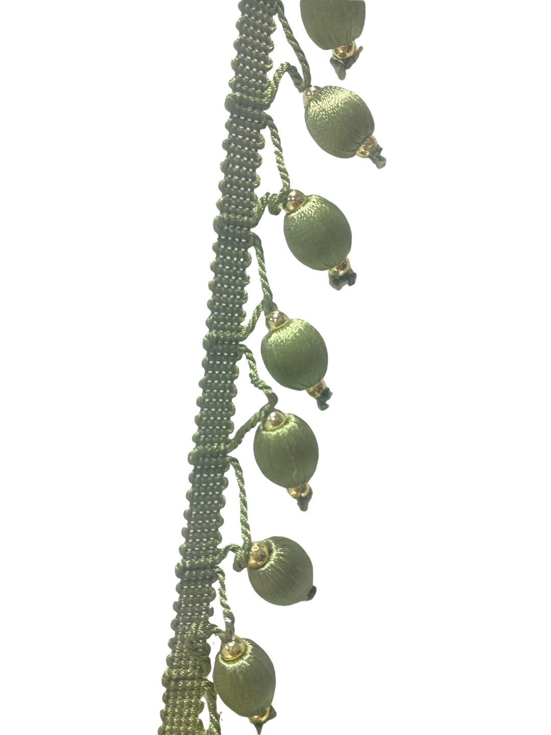 Elegant Beaded Tassel Trim Seamist Ball With Silver Beads. Drapery