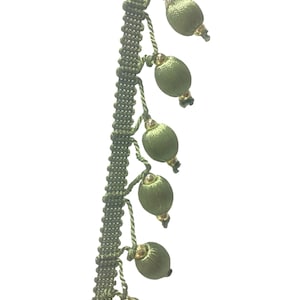Elegant Beaded Tassel Trim - Seamist Ball with Silver Beads. Drapery Trimming - Pillow Edging- Home Decor Embellishments - Bespoken