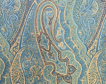 Turquoise Paisley - Upholstery Fabric by the Yard - Custom Cut Yardage - Home Decor Fabric - Pillow Covers - Cushions Covers - Bedding