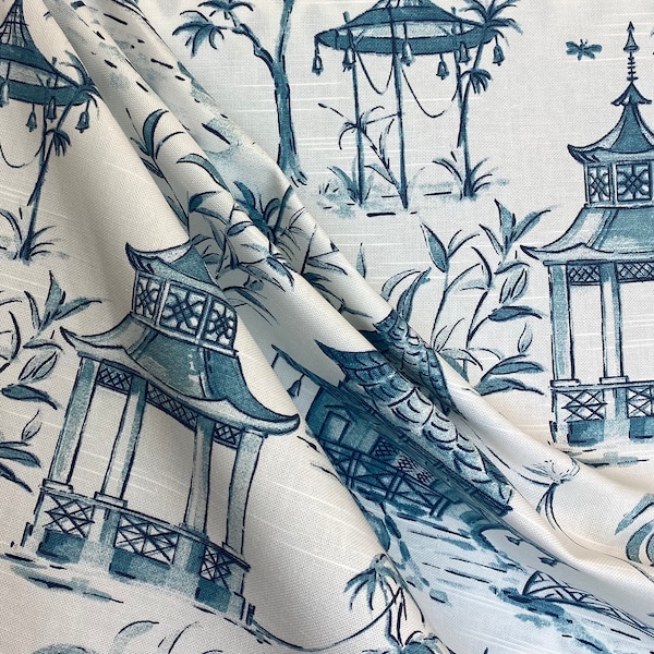 Blue and White Chinoiserie Fabric Etsy