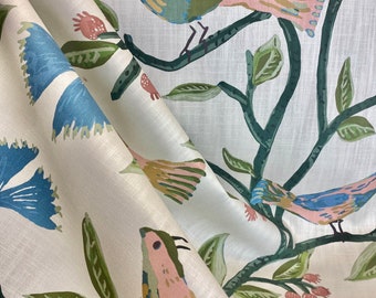 Lyle Green -Ballard - Bird Of Paradise Bali - Drapery Panels with Bird Fabric - Designers First Choice - Custom Pillows _ Home Decor Fabric