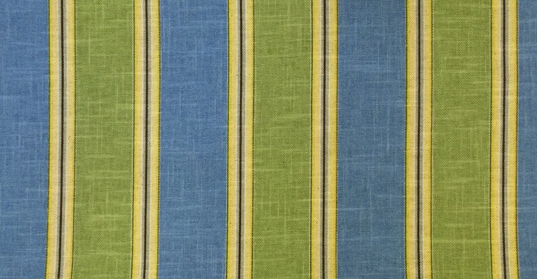 Blue and Green Stripe Upholstery Fabric by the Yard Etsy