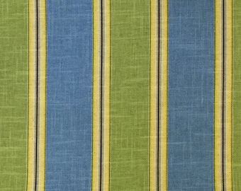 Blue and Green Stripe - Upholstery Fabric by the Yard