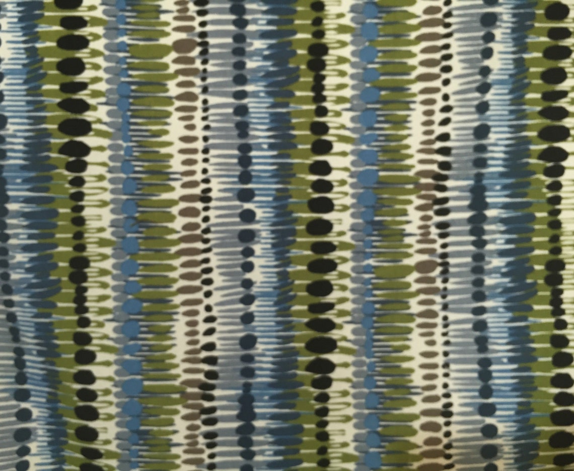 Art Deco Blue Green Upholstery Fabric by the Yard Etsy