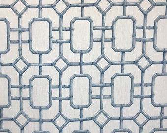 Light Blue - Bamboo - Fret - Kravet Bambu Ciel - Upholstery Fabric by The Yard