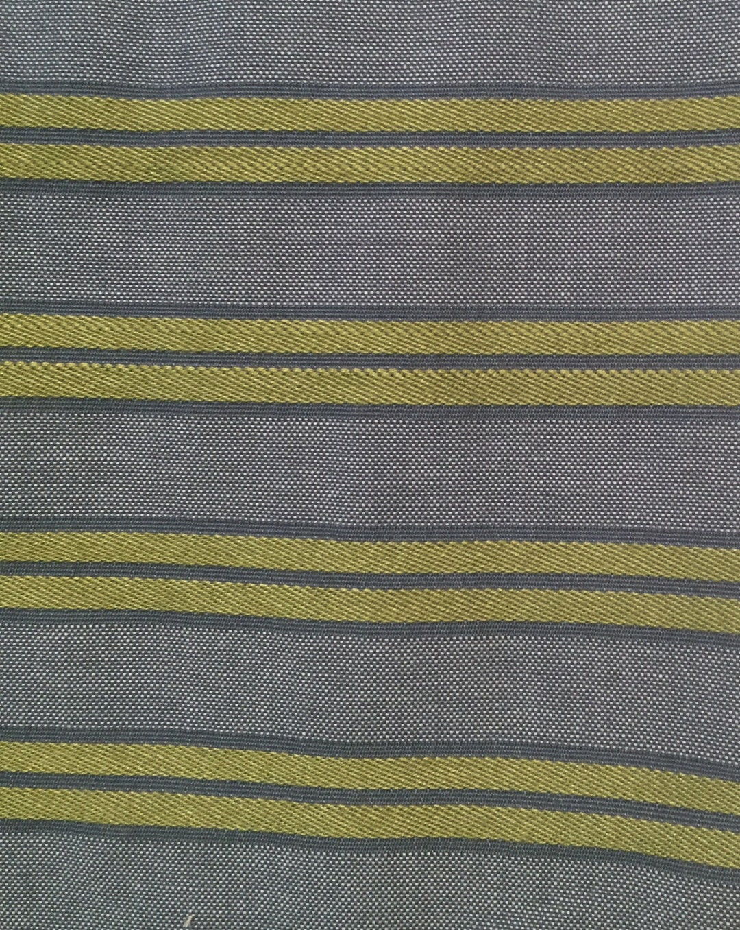 Railroaded Stripe Denim Blue and Green Stripe Upholstery Fabric by the