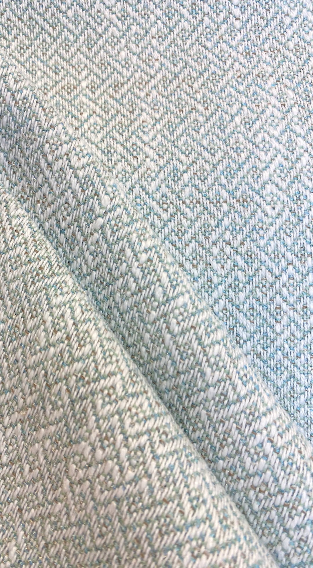 Blue Diamond Basket Weave Fabric by the Yard Custom Cut Fabric Woven
