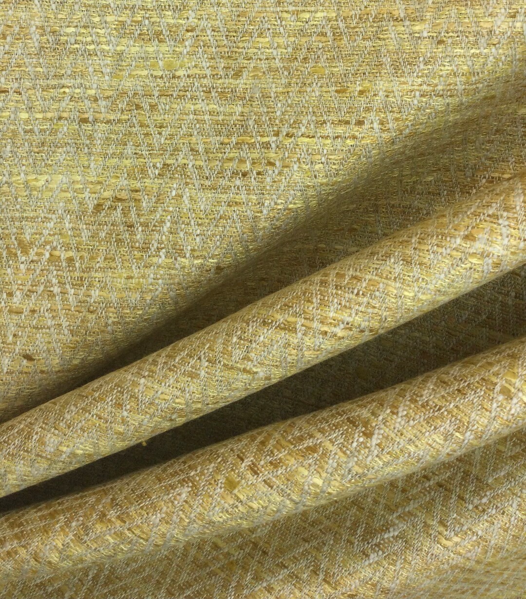 Natalie Sunshine Yellow Gold Textured Upholstery Fabric Woven Textured