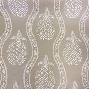 Natural and White Linen Designer Pineapple - Palm Beach Style - Upholstery Fabric