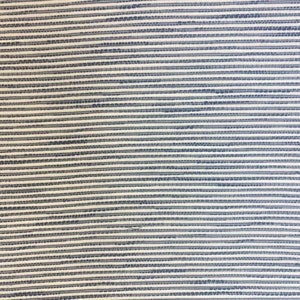 May include: A close-up of a woven fabric with horizontal stripes in shades of white and blue.