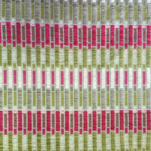 Geometric Pink Green Chenille Upholstery Fabric by the Etsy