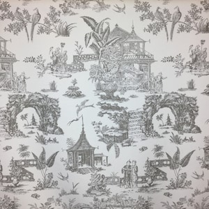 Neutral Asian Toile - Large Scale - Fabric by the Yard - Asian Pillow Covers  Asian Cushion