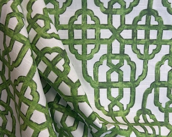 Imperier  Jade - grass green - lattice - geometric - drapery fabric - upholstery fabric - fabric by the yard