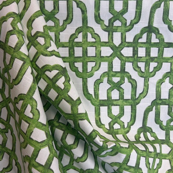 Imperier  Jade - grass green - lattice - geometric - drapery fabric - upholstery fabric - fabric by the yard