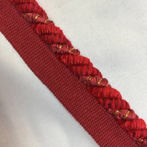 Royal Red and Gold Lip Cord - Red - Trim by the Yard - Pillow Edging - Embellishing - Red Lipcord - Custom Cut Yardage - Drapery Accents