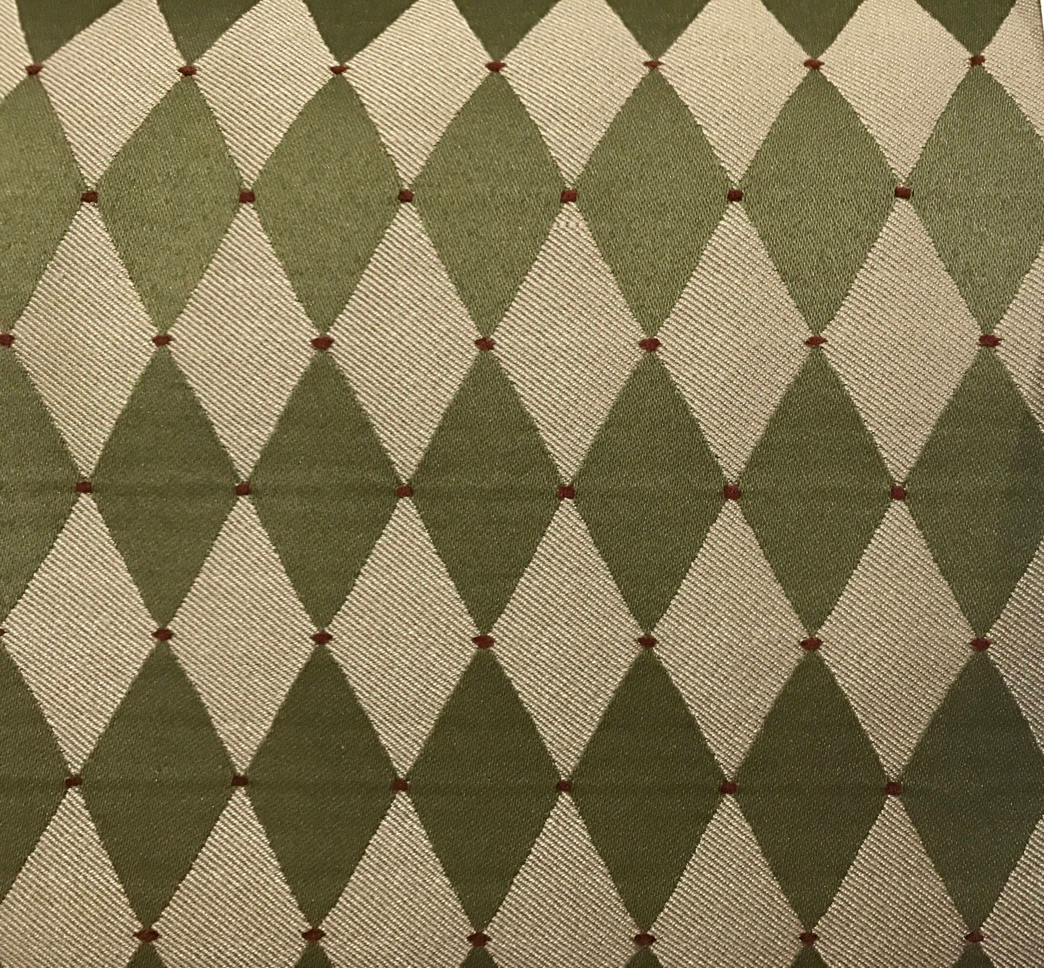 Harlequin green with Red Dots /Upholstery Fabric by the yard Etsy