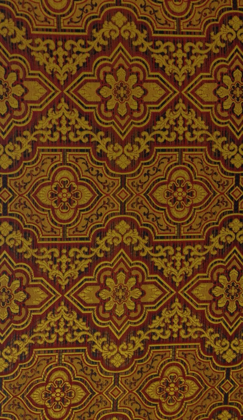 Red and Gold Medallion Silk Fabric Designer Silk Home | Etsy