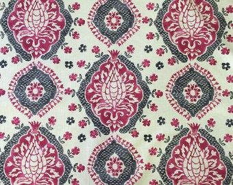 Charcoal Gray and Hot Pink Fabric - Modern Floral Fabric - Accent Fabric - Home Decor - Bold Patterned Fabric Upholstery Fabric By The Yard