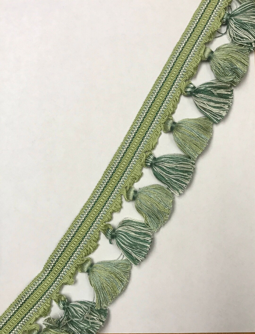 Aqua and Green Tassel Fringe Trim by the Yard Custom Cut Yardage Pillow