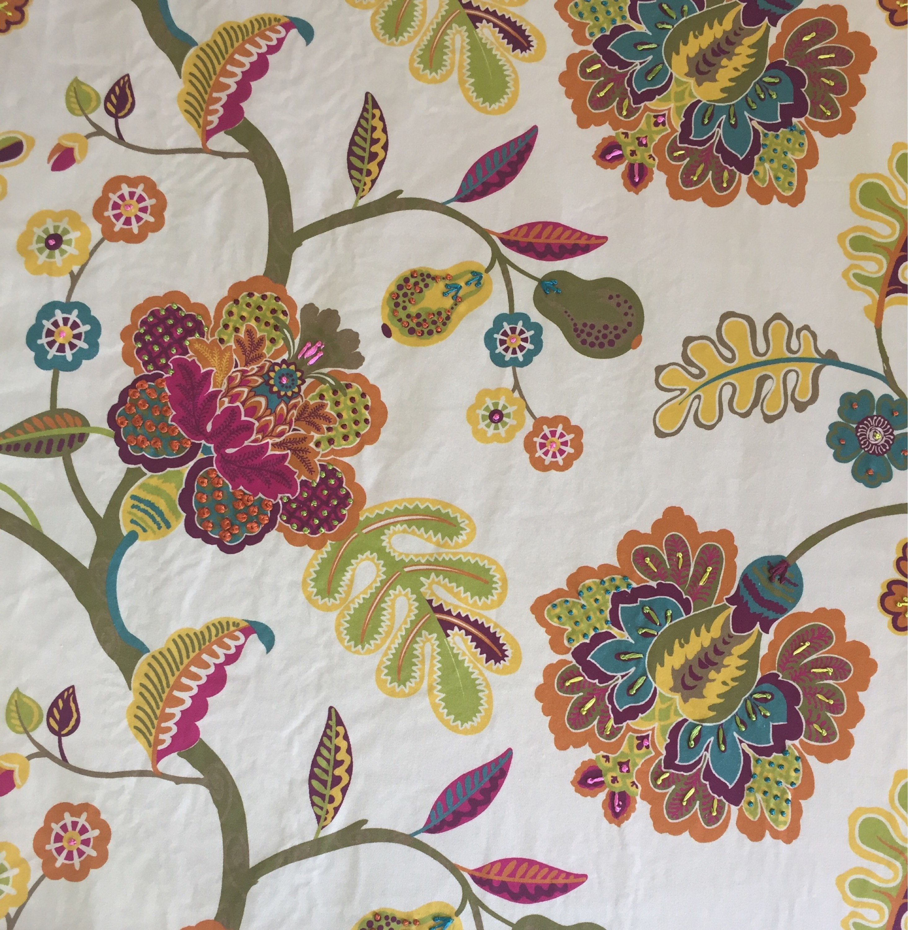 Embroidered French Knot Floral Unique Upholstery Fabric by Etsy