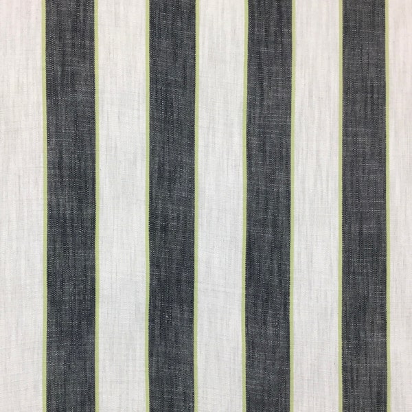 Black White and Chartreuse Green Stripe - Fabric by the Yard - Upholstery Fabric - Stripe Cushions