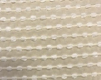 Cream Stripe Dot - Upholstery Fabric by The Yard - Custom Cut Yardage - Home Decor Fabric - Pillows - Drapery - Cushions - Upholstery