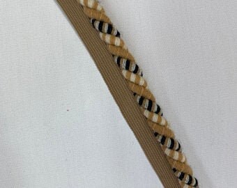 Jester Stripe Cord - Cream - Gold - Black - Pillow Edging - Trim by the Yard