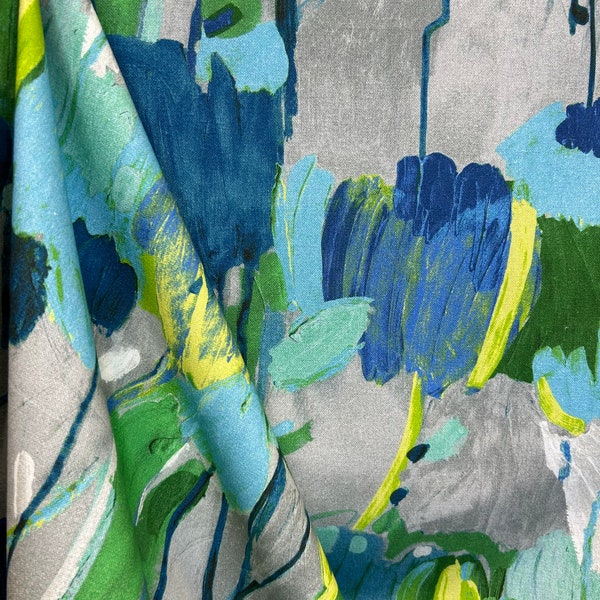 Parkland Blues - Upholstery Fabric - P/Kaufman Blue, Green, and Gray - Home Decor Fabric - Brushstroke Print - Brushstrokes