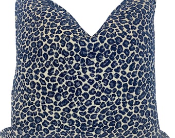 Navy Cheetah Pillow Cover - Self Welt - Animal Print - Deep Navy