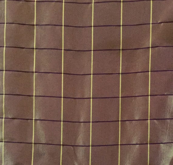 Shimmery Purple and Gold Plaid Silk Fabric By The Yard Silk Etsy
