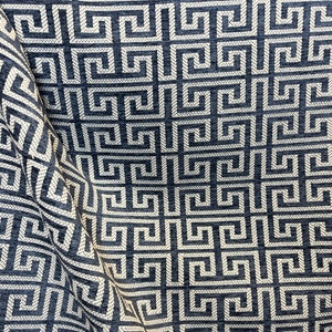 Irwin Indigo - Modern Greek Key - Chenille - Indigo Blue - Geometric - Upholstery Fabric - Fabric by the Yard