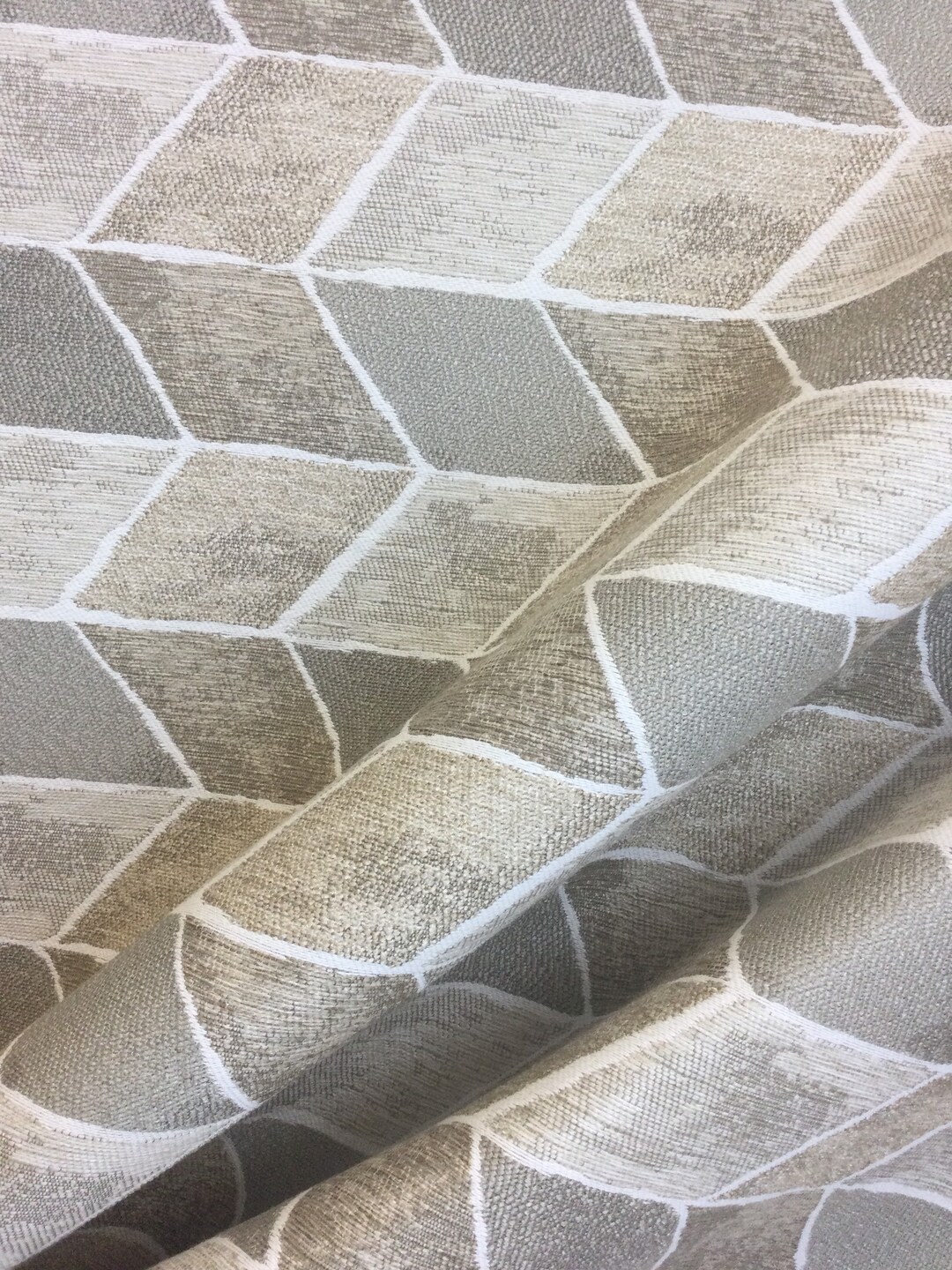 Neutral Tile Gray Taupe Geometric Zig Zag Fabric by - Etsy