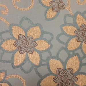 FABRIC SALE!!!  Blue and Cream Floral Upholstery Fabric - Upholstery Fabric By The Yard -Whimsical Upholstery Fabric