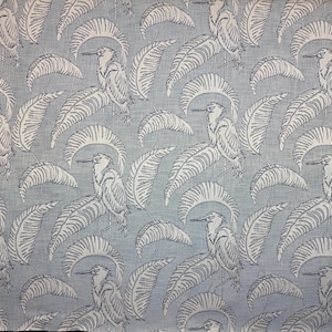 Tropicale Chambray - tropical - bird - leaf - coastal - navy - cream - upholstery fabric - drapery fabric  - fabric by the yard