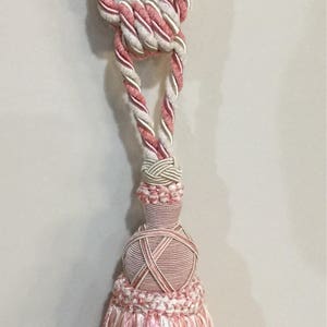 Gestrikt roze en wit gemengd - Trim op maat gesneden - Op maat gesneden Yardage - Kussenranden - Gordijnranden - Kussenranden - Woondecoratie