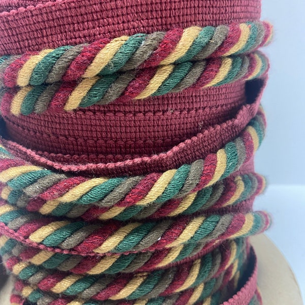 Cranberry, Dark Taupe, Gold, Green 1/2” Lip Cord - Lip Cord - Pillow Edging - Trimmings - Accent for Pillows - Designer Brands - Jewel Tones