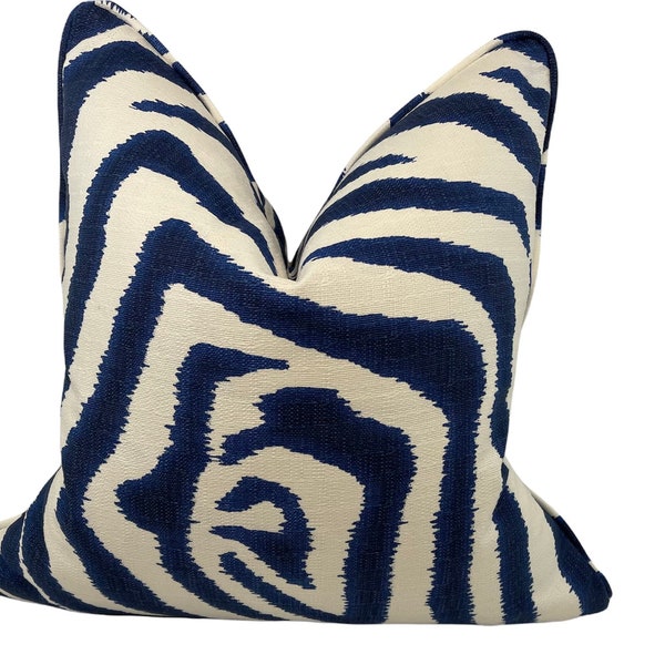 Blue Zebra Pillow Etsy