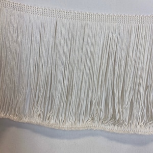 6” Nylon White Bullion Fringe - Trim by the Yard - Custom Cut Yardage - Pillow Trim - Drapery Trim - Bullion Trim - White Trims - Decorative