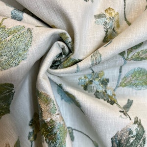 Greenhouse Fabric B8273 Embroidered Mediterranean Vining Floral - Drapery Fabric - Floral - Aqua - Custom Pillow Covers - Custom Drapery
