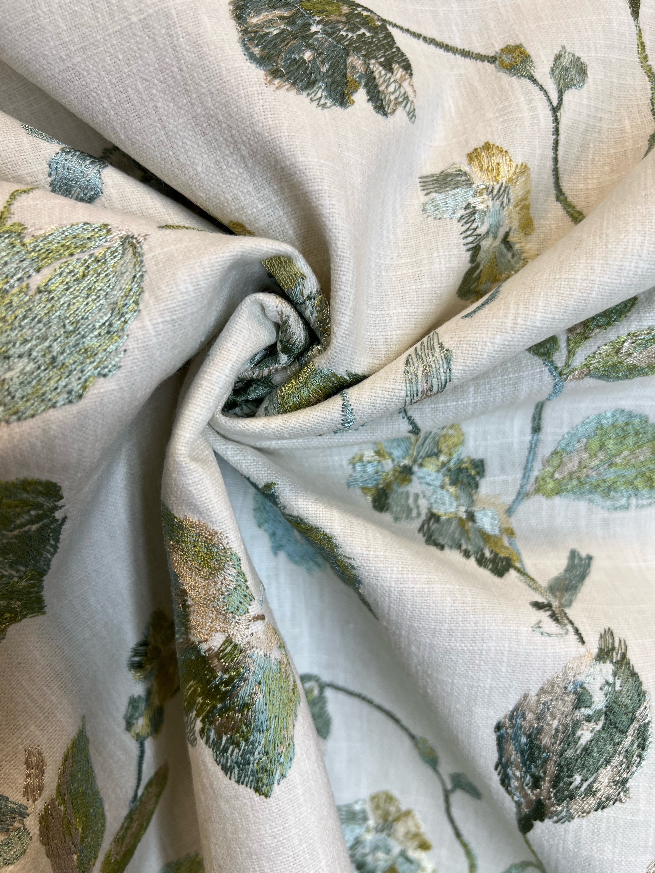 Greenhouse Fabric B Embroidered Mediterranean Vining