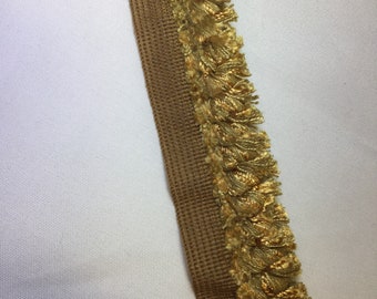 Cordón dorado con flecos - Cordón de felpa para labios - Borde de almohada - Adorno decorativo para el hogar - Cordón dorado cortado a medida