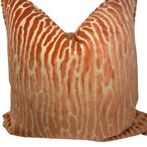 Bedford Coral Pillow Cover Luxurious Pillow Cut Velvet Pillow Accent Pillow Cover Throw Pillow Home Decor Accents image 3