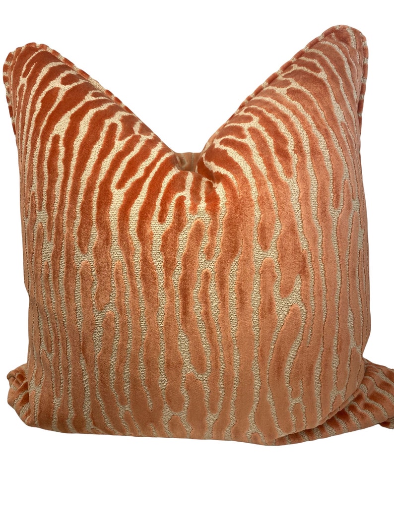 Bedford Coral Pillow Cover Luxurious Pillow Cut Velvet Pillow Accent Pillow Cover Throw Pillow Home Decor Accents image 3