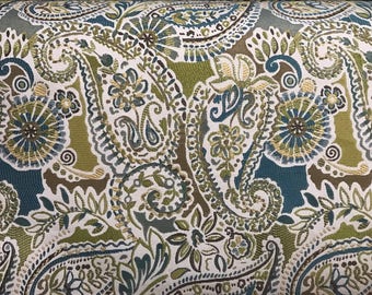 Turquoise - Green - Paisley Piper Citron - Upholstery Fabric By The Yard - Custom Cut Yardage - Pillow Covers - Cushion Covers - Damask