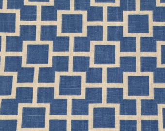 Blue Square Geometric - Upholstery Fabric by the Yard
